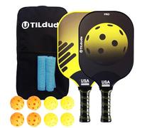 13 Pieces in The Set UTILdudePickleball, Fiber Carbon, USAPA Approved Polymer core Unique Design for Men and Women Pickleball Paddles Set of 2, Black and Yellow Pickleball Racket