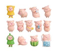 13 Pieces Mini Cute Piggy Figurines, Miniature Resin Miniature Pig Figurines Cake Toppers for DIY Crafts Fairy Garden Home Decor Cake Decoration