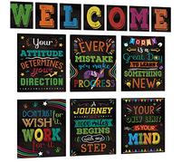 13 pieces Motivational Posters for Classroom, Laminated Inspirational Poster Bulletin Board Sets Inspirational Quote Wall Art with Welcome Sign for Teachers, Students, School Counselors, Home & Office