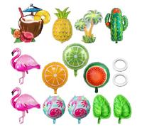 13 Pieces Of Summer Beach Balloons And 2 Rolls Of Ribbons, Party Decoration Supplies, Children'S Inflatable Toys, Suitable For Pool Parties, Summer Celebrations, Birthday Arrangements.