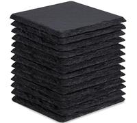 13 Pieces Slate Drink Coasters, GOH DODD 4 Inch Black Coasters Stone Coaster Set, Laser Engraving Blanks with Anti-Scratch Bottom for Home Office Kitchen Bar Housewarming Gifts Wedding Party, Square