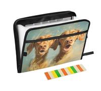 13 Pocket Expanding File Folder Organizer with Labels A4 Letter Size Paper Accordion Document Organizer with Zipper Office School Cartoon Funny Vizsla Dogs Fear