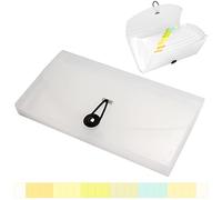 13 Pocket Receipt Folder/Expanding Coupon Currency Organizer with Label, Plastic Check Bill File Storage, Small Accordion Card Ticket Holder Wallet, for Office, Home,White Translucent