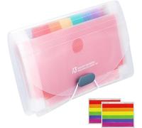 13 Pockets A6 Flashcard Organizer - Portable Style Document Organizer with Colored Dividers, Durable Plastic Expanding File Folder for Index Cards, Notes, Receipts, Coupons, and More