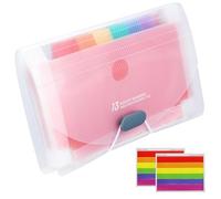 13 Pockets A6 Flashcard Organizer with Colored Labels, Index, and Sheets, Expanding File Folder for Cards, Coupons, Receipts, Documents, Air Tickets, and Tax Items