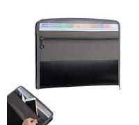 13 Pockets Expanding File Folder, A4 Water Proof Plastic Document Wallet Organizer, Portable File Organiser with Zipfor Paper Receipt Storage Organisers Boxes Office Stationary Storage Black