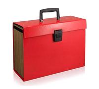 13 Pockets Expanding File Folder Large Space Design A4 Filing Folders Box File Business Home Office Document Accordion File Storage Bag with Clip Lock Free Standing (Red)