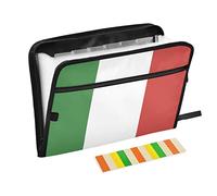13 Pockets Expanding File Holder Folder with Color Labels, Flag of Italy Expandable Filing Folder for Office Business School Family Bill Paperwork, Waterproof Surface with Lanyard