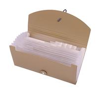 13 Pockets Small Accordion File Folder Expandable Folder Organizer Mini Concertina File Wallets for Document Receipt Bills Checks Storage,Elastic String Closure (Khaki)