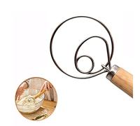 13" Professional Grade Danish Dough Mixer,Bread Dough Whisk,Wooden Handle Whisk Accessory Tool