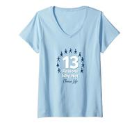 13 Reasons Why Not: Choose Life Inspirational Message V-Neck T-Shirt, Women, Baby Blue, M