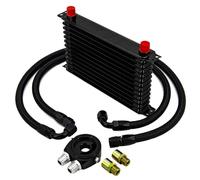 13 Rows Oil Cooler Kit AN10 Transmission Oil Cooler Kit Oil Filter Adapter With Nylon Stainless Steel Braided Hose Transmission Oil Cooler(BLACK 13ROWS type1)