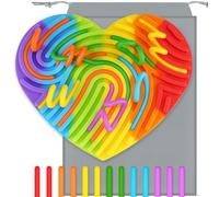 13 Silicone Strings Sensory Board Toy for Kids, Sensory Activity Board, Busy Board, Travel-Friendly STEM Montessori Fidget Toy for Fine Motor Skills and Hand-Eye Coordination (Heart, Rainbow)