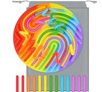 13 Silicone Strings Sensory Toy for Kids, Sensory Activity Busy Board, Travel-Friendly STEM Montessori Fidget Toy for Fine Motor Skills and Hand-Eye Coordination (Round, Rainbow)