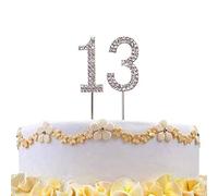 13 Silver Diamond Sparkley Cake Topper Age Year For Mans Boys Womens Girls Birthday Anniversary Party Decorations