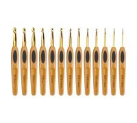 13 Sizes Crochet Hooks Set, Ergonomic Handle Crochet Hooks Set with Soft Rubber Handles and Number Marks for Grandmothers Moms Children Beginners