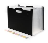 13-Slot Expanding File Folder A4, Accordion File Organiser with Dividers | Large Capacity Plastic Document Folder for Paperwork | Desk Organising Box File for Office & Home (Black)