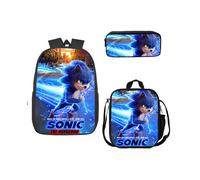 (13) Sonic 3 Piece School Bag Lunch Bag Pencil Case Kids Set