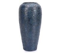 13" Tall Blue Ceramic Vase - Rustic Pottery Accent for Centerpieces, Decorative Flower Container for Living Room, Table, Kitchen, Office or Entryway, Modern Large Home Decor Piece
