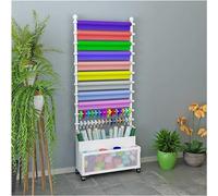 13 Tier Movable Ribbon Storage Holder with Partitions, Heavy Duty Iron Frame Freestanding Wrapping Paper Display for Florist, Gift Shop