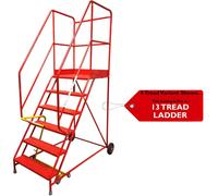 13 Tread HEAVY DUTY Mobile Warehouse Stairs Punched Steps 3.93m Safety Ladder