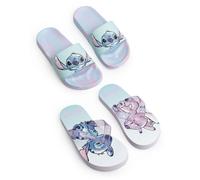 Disney Lilo & Stitch Girls Multicoloured Slider Sandals | 2 Pack Flip Flops with Stitch Character Graphic & Tie-Dye Sole | Kids Beach Footwear Merch - 13 UK Child