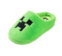 (13 UK Child, Green/Grey) Minecraft Boys Creeper Printed Slippers