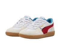 Puma Kids Palermo Leather Low Cut Flat Trainers - White/Red - 13 UK Child - White/Red - 100% Mixed