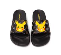 Pokemon Sliders For Boys | Kids Pikachu Face Sandals Beach Shower Shoes | Childrens Pokeball Black Summer Footwear Game Merchandise Gift UK Child 13