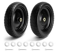 13" Wheelbarrow Tyres and Wheels for Gorilla Cart Tyres, Replacement with 5/8" Axle Bore, 2.16" Offset Hub, Sack Truck Wheels Fits Dolls, Carts, Garden Cart, Trailer, Trolley, 2 Pack