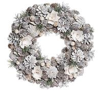 13" White Christmas Wreath Winter Rose Pine Cone Wreath Garland