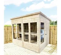 13 x 10 Pressure Treated Wooden Pent Potting Greenhouse and Bench Marlborough Natural One Size
