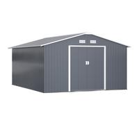 13 x 11FT Foundation Ventilation Steel Outdoor Garden Shed Grey