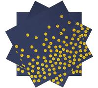 13 x 13 Inches Blue Party Napkins,Blue and Gold Beverage Napkin,100PCS Gold Dot Cocktail Paper Napkins for Birthday Wedding Graduation 2023