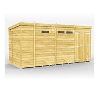 13 x 6 Feet Pent Security Shed - Double Door - L178 x W387 x H201 cm Buttercup Farm Brown One Size