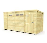 13 x 6 Feet Pent Security Shed - Single Door - L178 x W387 x H201 cm Buttercup Farm Brown One Size