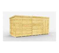 13 x 6 Feet Pent Shed - Single Door W/O Window - L178 x W387 x H201 cm Buttercup Farm Brown One Size