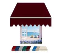13' x 8' Retractable Patio Awning Manual Sun Shade Canopy Replacement Cover Outdoor Deck & Garden Shelter Burgundy UV Protection for Windows & Backyard (13x10ft)