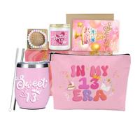 13 Year Old Girl Gifts, 13th Birthday Decorations for Girls, 13th Birthday Gifts for Girls, Teen Friends Daughter Sister Friendship Christmas Cosmetic Makeup Bag Wine Tumbler Bracelets Candle Basket