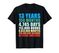 13 Years 156 Months 4745 Days of Being Awesome T-Shirt, Men, Black, 5X-Large