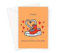 13 Years And You're Still My Sole Mate Happy Anniversary Greeting Card | 13 Year Funny Lace Wedding Anniversary Card, Thirteenth Anniversary Card For Husband Or Wife