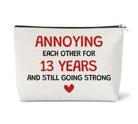 13 Years Anniversary Makeup Bag for Women Her Happy 13th Wedding Gifts for Wife Girlfriend 13th Anniversary Cosmetic Bag for Wife Husband Couple Friends Wedding Valentines Travel Cosmetic Pouch