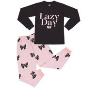 (13 Years, Black) Kids Girls Black Lazy Day Print Pyjamas Set 5-13