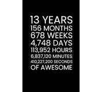 13 Years of Awesome - 100 Page Notebook for Birthdays, Anniversaries, and Milestones - Blank Lined Journal for Special Occasions