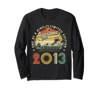 13 Years Old Vintage Born in January 2013 13th Birthday Boys Long Sleeve T-Shirt