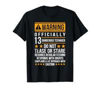 13 Years Old Warning Dangerous Teenager 13th Birthday T-Shirt