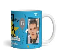 13 Years Photo Blue 13th Birthday Gift for Teenage Boy Personalised Mug - Gift for Birthday, Custom Personalised Gift, Coffee Mug, Tea Mug, Cup