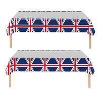 130*220cm Union Jack Table Cloth UK British Flag Tablecloths Plastic Tablecover,2Pcs Great Britain Tablecloth Party for 2025 VJ Day 80th Anniversary Table Decorations,Royal Union Jack Party Supplies