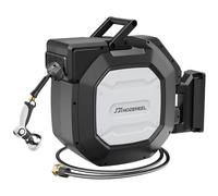 130 ft x 1/2" HOZEREEL Heavy Duty Retractable Garden Hose Reel, Garden Hose Reels Outdoor Organizer- Self Retracting Wall Mount Hose Reel Automatic Recoil Storage, Any Length Lock, 10 Pattern Nozzle