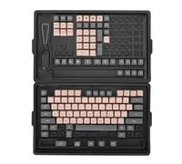 130 Keys Keycap Set, PBT Full Keycap Set for Mechanical Keyboard, Frosted Color Contrasting PBT Light Transmission Keycaps with Grey Pink Design, Universal for 60% 65% 75% TKL WKL